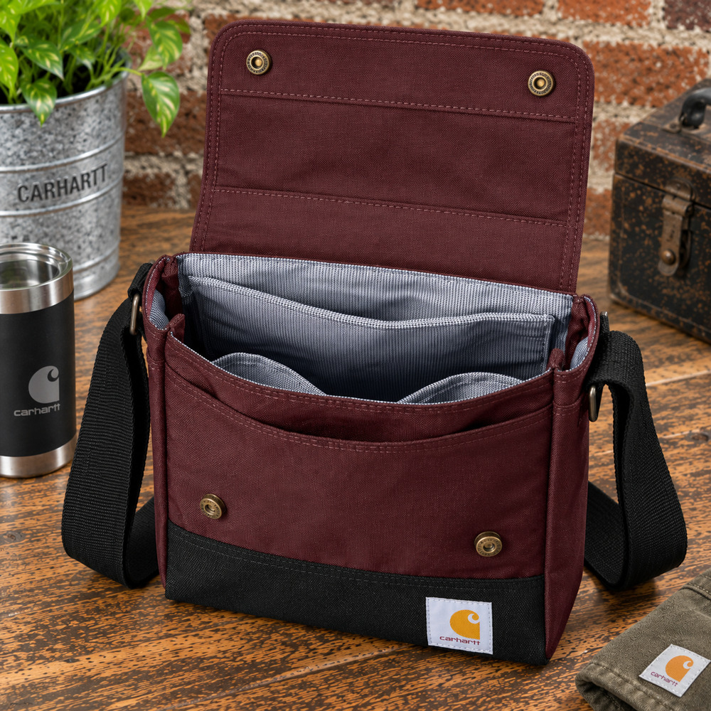 Carhartt Crossbody Snap Bag Port Black Rain Defender Water Repellent NWT - Picture 5 of 11